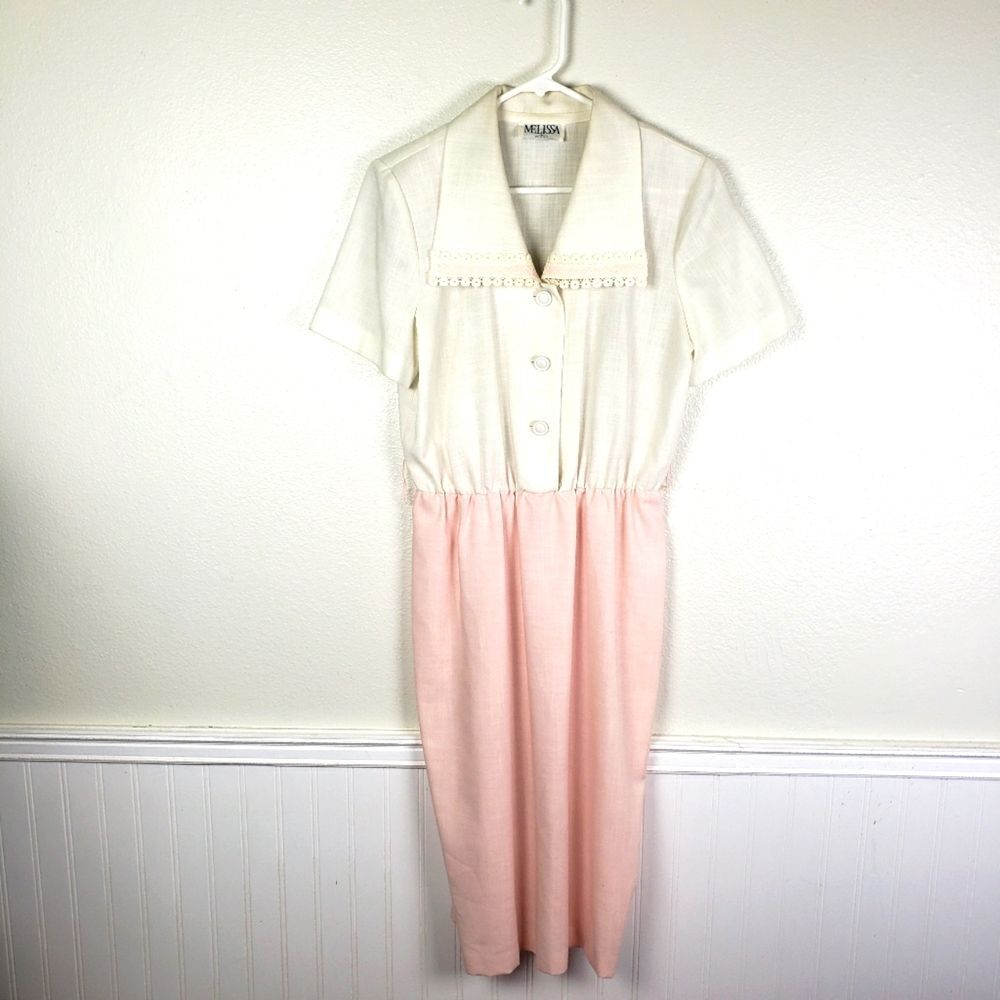 Women's Vintage Melissa 1950's/1960's Rockabilly Pin Up Color Block Pink Dress